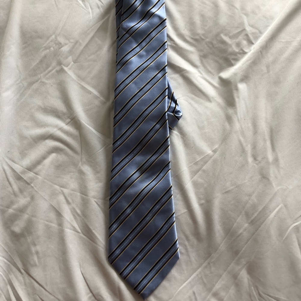 Yellow and Blue Striped Silk Tie